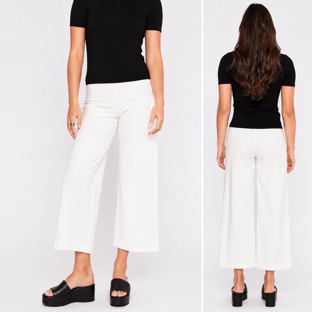 RIPLEY RADER Off-White Ponte Knit Straight Leg Pant Cropped 2(SMALL)